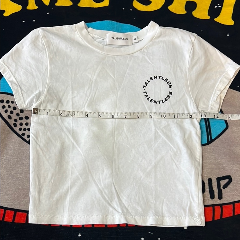 Talentless White Crop Top with Crew Neck and Logo - Picture 2 of 10
